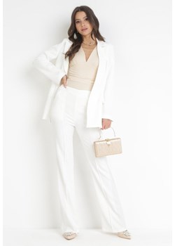 Białe Garniturowe Spodnie z Szerokimi Nogawkami i Gumką w Pasie Leilma ze sklepu Born2be Odzież w kategorii Spodnie damskie - zdjęcie 172058723
