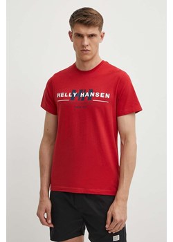 Helly Hansen t-shirt bawełniany kolor czerwony wzorzysty ze sklepu ANSWEAR.com w kategorii T-shirty męskie - zdjęcie 172062570