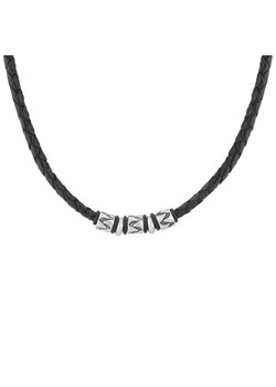 Męski naszyjnik czarny rzemień z charmsami beadsami w nowoczesny wzór ze sklepu manoki.pl w kategorii Naszyjniki męskie - zdjęcie 172062831