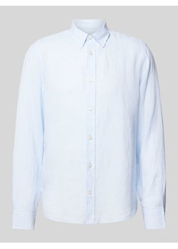 Koszula lniana o kroju slim fit z kołnierzykiem typu kent model ‘SPENSER’ ze sklepu Peek&Cloppenburg  w kategorii Koszule męskie - zdjęcie 172064923