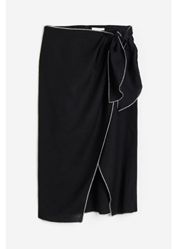 H & M - Kopertowa spódnica z domieszką lnu - Czarny ze sklepu H&M w kategorii Spodnie damskie - zdjęcie 172068632