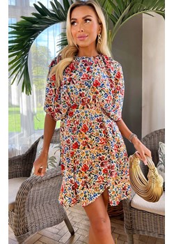 Sukienka mini z nadrukiem w kwiaty DA1752, Kolor multicolour, Rozmiar L, AX Paris ze sklepu Primodo w kategorii Sukienki - zdjęcie 172069330