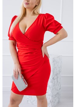 Czerwona Sukienka z marszczeniem XIOPI ze sklepu TONO w kategorii Sukienki - zdjęcie 172072330