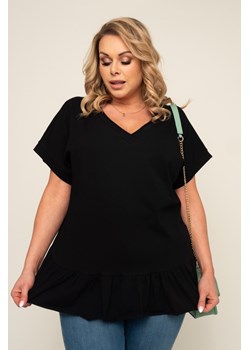 Czarna Bluzka z falbaną BEYBIN ze sklepu TONO w kategorii Bluzki damskie - zdjęcie 172072402