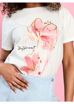 Sinsay - Koszulka z nadrukiem - kremowy ze sklepu Sinsay w kategorii Bluzki damskie - zdjęcie 172079700