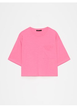Mohito - Bawełniany T-shirt - mocny różowy ze sklepu Mohito w kategorii Bluzki damskie - zdjęcie 172080492