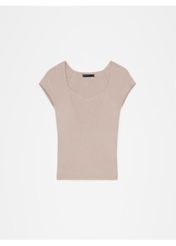 Mohito - Prążkowana beżowa bluzka - beżowy ze sklepu Mohito w kategorii Bluzki damskie - zdjęcie 172080543