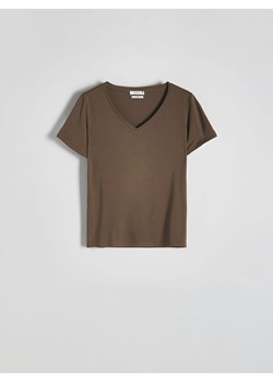 Reserved - T-shirt z modalem - ciemnozielony ze sklepu Reserved w kategorii Bluzki damskie - zdjęcie 172081751