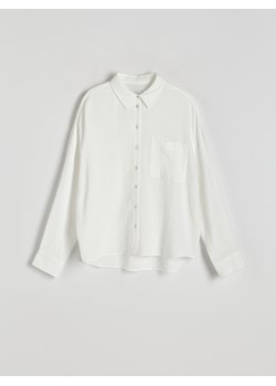 Reserved - Koszula z bawełnianego muślinu - biały ze sklepu Reserved w kategorii Koszule damskie - zdjęcie 172082763