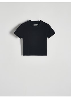 Reserved - Krótki t-shirt ze stójką - czarny ze sklepu Reserved w kategorii Bluzki damskie - zdjęcie 172082800