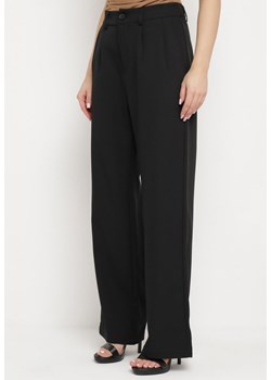 Czarne Spodnie Garniturowe z Wysokim Stanem i Gumką w Pasie Covia ze sklepu Born2be Odzież w kategorii Spodnie damskie - zdjęcie 172083633