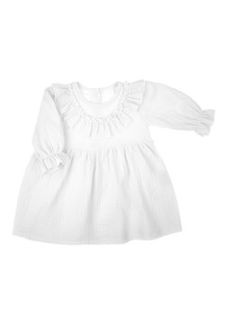 Muślinowa sukienka z długim rękawem dla dziewczynki w kolorze białym ze sklepu 5.10.15 w kategorii Sukienki niemowlęce - zdjęcie 172084201