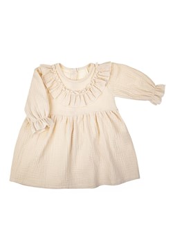 Muślinowa sukienka z długim rękawem dla dziewczynki w kolorze beżowym ze sklepu 5.10.15 w kategorii Sukienki niemowlęce - zdjęcie 172084272