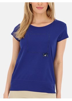 Granatowa koszulka damska z aplikacją L'AF Lira ze sklepu Eye For Fashion w kategorii Bluzki damskie - zdjęcie 172084854