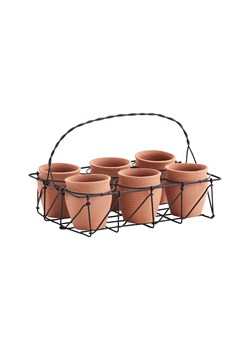 Madam Stoltz zestaw doniczek z koszem Terracotta 6-pack ze sklepu ANSWEAR.com w kategorii Doniczki i osłonki - zdjęcie 172088423