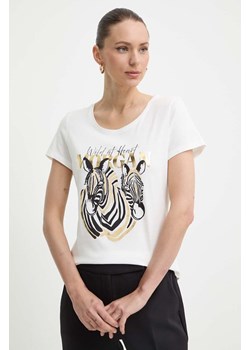 Morgan t-shirt DHEART damski kolor beżowy ze sklepu ANSWEAR.com w kategorii Bluzki damskie - zdjęcie 172089721
