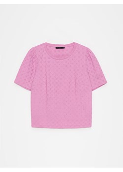 Mohito - Różowa bluzka z ażurowym wzorem - fioletowy ze sklepu Mohito w kategorii Bluzki damskie - zdjęcie 172092840