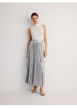 Reserved - Metalizowana spódnica midi z plisowaniem - srebrny ze sklepu Reserved w kategorii Spódnice - zdjęcie 172093964