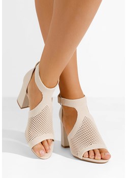 Beżowe sandały na słupku Oxiana ze sklepu Zapatos w kategorii Sandały damskie - zdjęcie 172094860