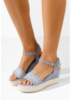 Niebieski sandały na koturnie Miliana ze sklepu Zapatos w kategorii Sandały damskie - zdjęcie 172094864