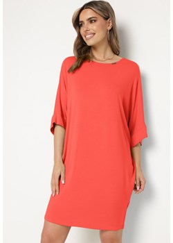 Czerwona Wiskozowa Sukienka w Stylu T-shirt z Krótkim Rękawem Fianessa ze sklepu Born2be Odzież w kategorii Sukienki - zdjęcie 172095062