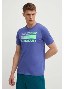 Under Armour t-shirt męski kolor fioletowy z nadrukiem 1329582 ze sklepu ANSWEAR.com w kategorii T-shirty męskie - zdjęcie 172095350