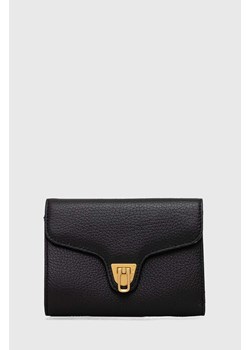 Coccinelle portfel skórzany damski kolor czarny ze sklepu ANSWEAR.com w kategorii Portfele damskie - zdjęcie 172095374