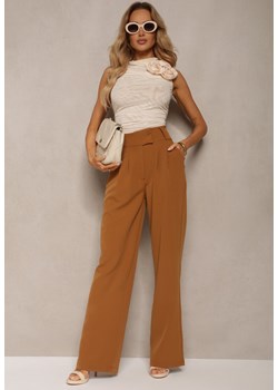 Brązowe Spodnie Palazzo High Waist z Szerokimi Nogawkami Efiah ze sklepu Renee odzież w kategorii Spodnie damskie - zdjęcie 172099030