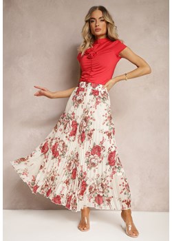 Jasnobeżowa Spódnica Plisowana High Waist z Gumką w Pasie Ollila ze sklepu Renee odzież w kategorii Spódnice - zdjęcie 172099370