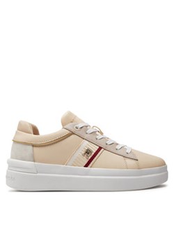 Tommy Hilfiger Sneakersy Corp Webbing Court Sneaker FW0FW07387 Beżowy ze sklepu MODIVO w kategorii Buty sportowe damskie - zdjęcie 172108472