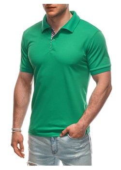 Koszulka męska Polo bez nadruku 1929S - zielony ze sklepu Edoti w kategorii T-shirty męskie - zdjęcie 172108812
