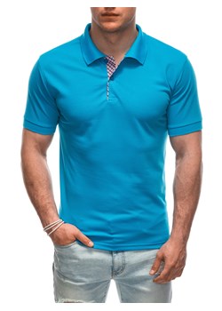 Koszulka męska Polo bez nadruku 1929S - niebieski ze sklepu Edoti w kategorii T-shirty męskie - zdjęcie 172108820