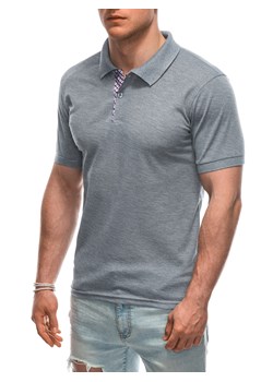 Koszulka męska Polo bez nadruku 1929S - szara ze sklepu Edoti w kategorii T-shirty męskie - zdjęcie 172108824