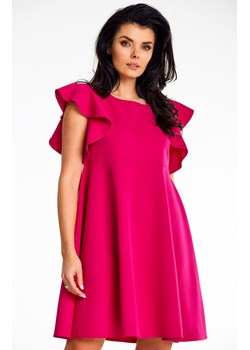 Sukienka mini w kolorze fuksji o trapezowym kroju A643, Kolor fuksja, Rozmiar L, Awama ze sklepu Primodo w kategorii Sukienki - zdjęcie 172108853