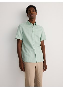 Reserved - Koszula regular fit z lnem - jasnozielony ze sklepu Reserved w kategorii Koszule męskie - zdjęcie 172114022