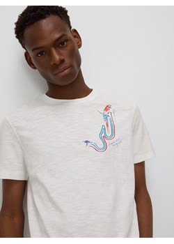 Reserved - T-shirt regular z haftem - kremowy ze sklepu Reserved w kategorii T-shirty męskie - zdjęcie 172114112