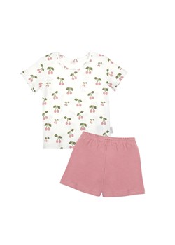 Bawełniany komplet dziewczęcy t-shirt w wisienki i wrzosowe spodenki ze sklepu 5.10.15 w kategorii Piżamy dziecięce - zdjęcie 172116004