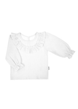 Biała bluzka bawełniana z długim rękawem dla dziewczynki ze sklepu 5.10.15 w kategorii Bluzki dziewczęce - zdjęcie 172122041