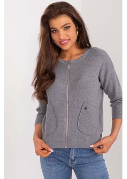 Rozpinany sweter z kieszeniami ciemnoszary ze sklepu 5.10.15 w kategorii Swetry damskie - zdjęcie 172122970