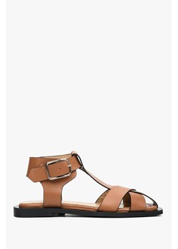 Estro: Brązowe sandały damskie z grubych pasków ze sklepu Estro w kategorii Sandały damskie - zdjęcie 172125960