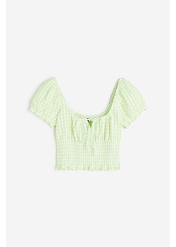 H & M - Elastycznie marszczona bluzka z bufkami - Zielony ze sklepu H&M w kategorii Bluzki damskie - zdjęcie 172126222