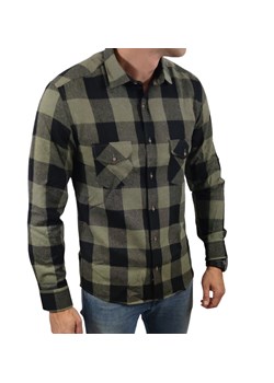 Ciepła koszula flanelowa slim fit z kieszonkami  zielona krata  ESP015   DM ze sklepu Moda Męska w kategorii Koszule męskie - zdjęcie 172129861