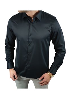 Klasyczna  koszula krój regular  czarna elegancka ESP025 DM ze sklepu Moda Męska w kategorii Koszule męskie - zdjęcie 172129931