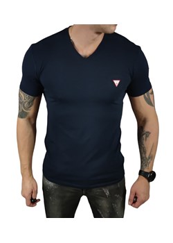 T-shirt Guess  granatowy V-neck Super Slim Fit M2YI32J1314-G7V2 Navy Elastane   DM ze sklepu Moda Męska w kategorii T-shirty męskie - zdjęcie 172129991