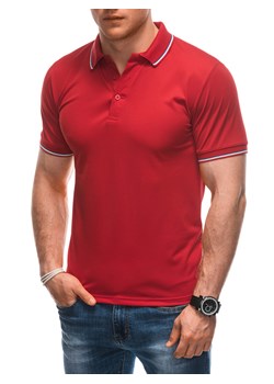Koszulka męska Polo bez nadruku 1932S - czerwona ze sklepu Edoti w kategorii T-shirty męskie - zdjęcie 172130012
