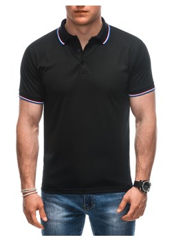 Koszulka męska Polo bez nadruku 1932S - czarna ze sklepu Edoti w kategorii T-shirty męskie - zdjęcie 172130013