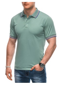 Koszulka męska Polo bez nadruku 1932S - jasnozielona ze sklepu Edoti w kategorii T-shirty męskie - zdjęcie 172130020