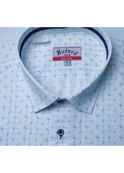 Bodara koszula biała męska w granatowy wzorek krótki rękaw ze sklepu ATELIER-ONLINE w kategorii Koszule męskie - zdjęcie 172130850