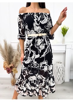 Czarno-Beżowa Sukienka Hiszpanka ze sklepu ModnaKiecka.pl w kategorii Sukienki - zdjęcie 172131283