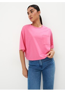 Mohito - Bawełniany T-shirt - mocny różowy ze sklepu Mohito w kategorii Bluzki damskie - zdjęcie 172131531